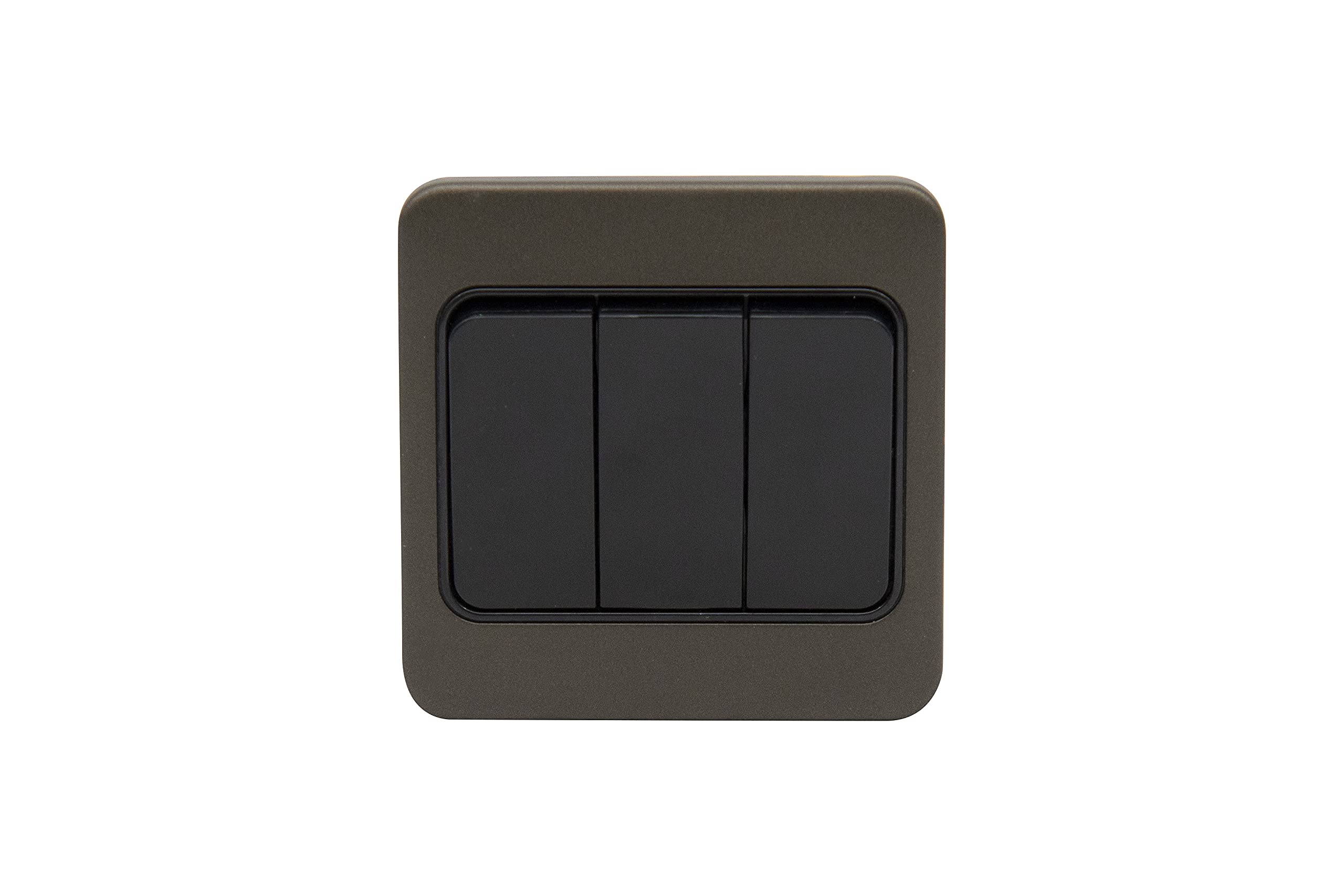 Schneider Electric Lisse Screwless Deco - 3 Gang Wide Rocker 2 Way Light Switch, 10AX, GGBL1032WBMB, Mocha Bronze with Black Insert