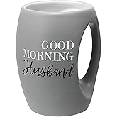 Pavilion Gift Company - Good Morning Husband 16-ounce Large Stoneware Coffee Cup, Hand Warmer Coffee Mug, Huggable hand Warming Mug, Funny Mugs for Guys, Gifts For Husband, 1 Count, Gray