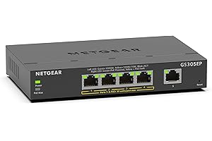 NETGEAR 5 Port PoE Gigabit Ethernet Plus Switch (GS305EP) - with 4 x PoE+ @ 63W, Desktop or Wall Mount