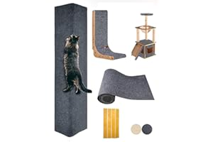 MIAOGE® 78.7"x15.7" Trimmable Self-Adhesive Cat Scratch Mat,Cat Scratching Carpet Rug,Cat Tree Cat Towers Replacement (Dark G