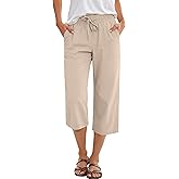 ANRABESS Capris Pants for Women Summer Casual Loose Drawstring Elastic High Waist Straight 2026 Lounge Beach Cropped Trousers
