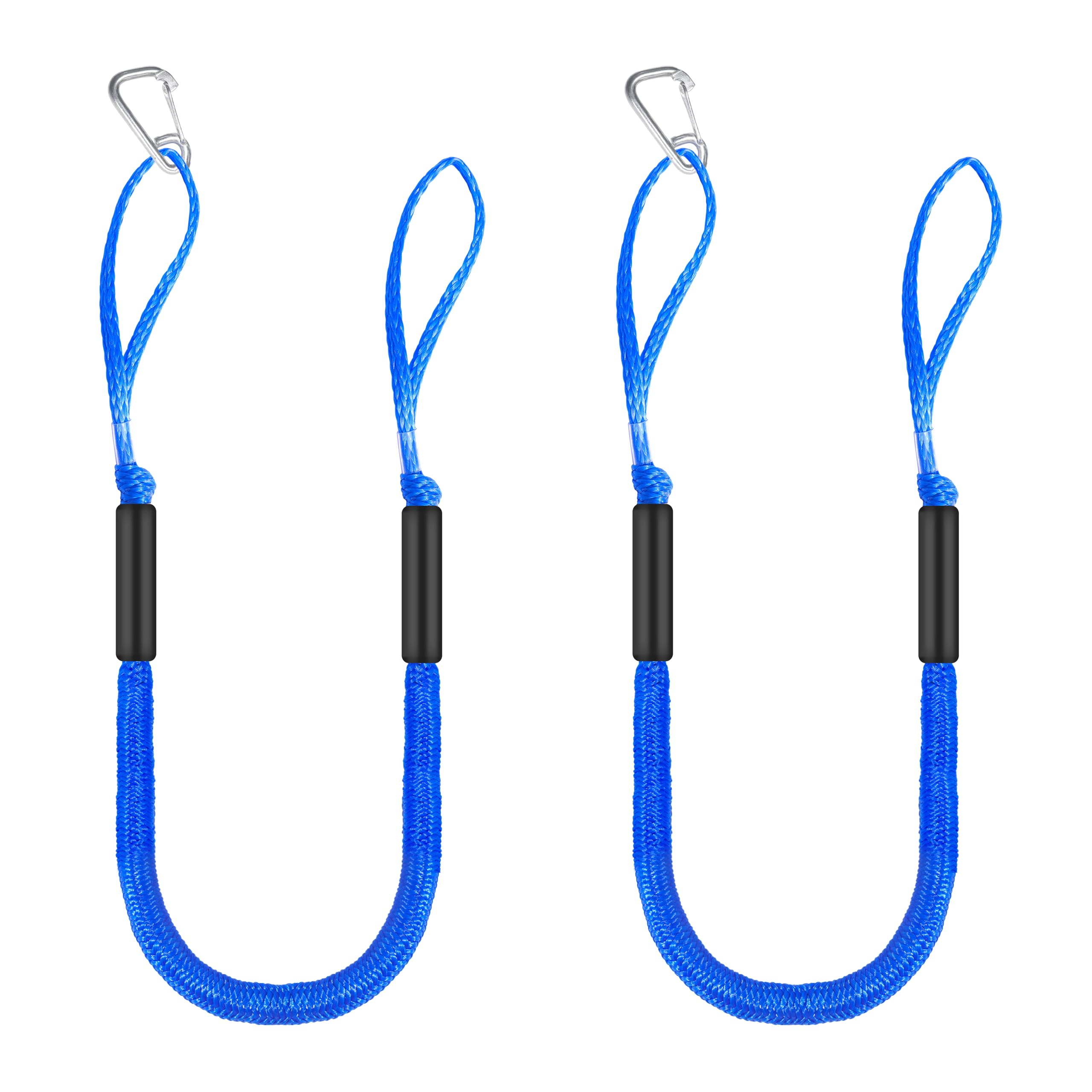 Photo 1 of SCGFPOE Boat Bungee Dock Lines 4 ft - Single Hook Dock Rope with 2 Loops, 2 Pack (Blue)