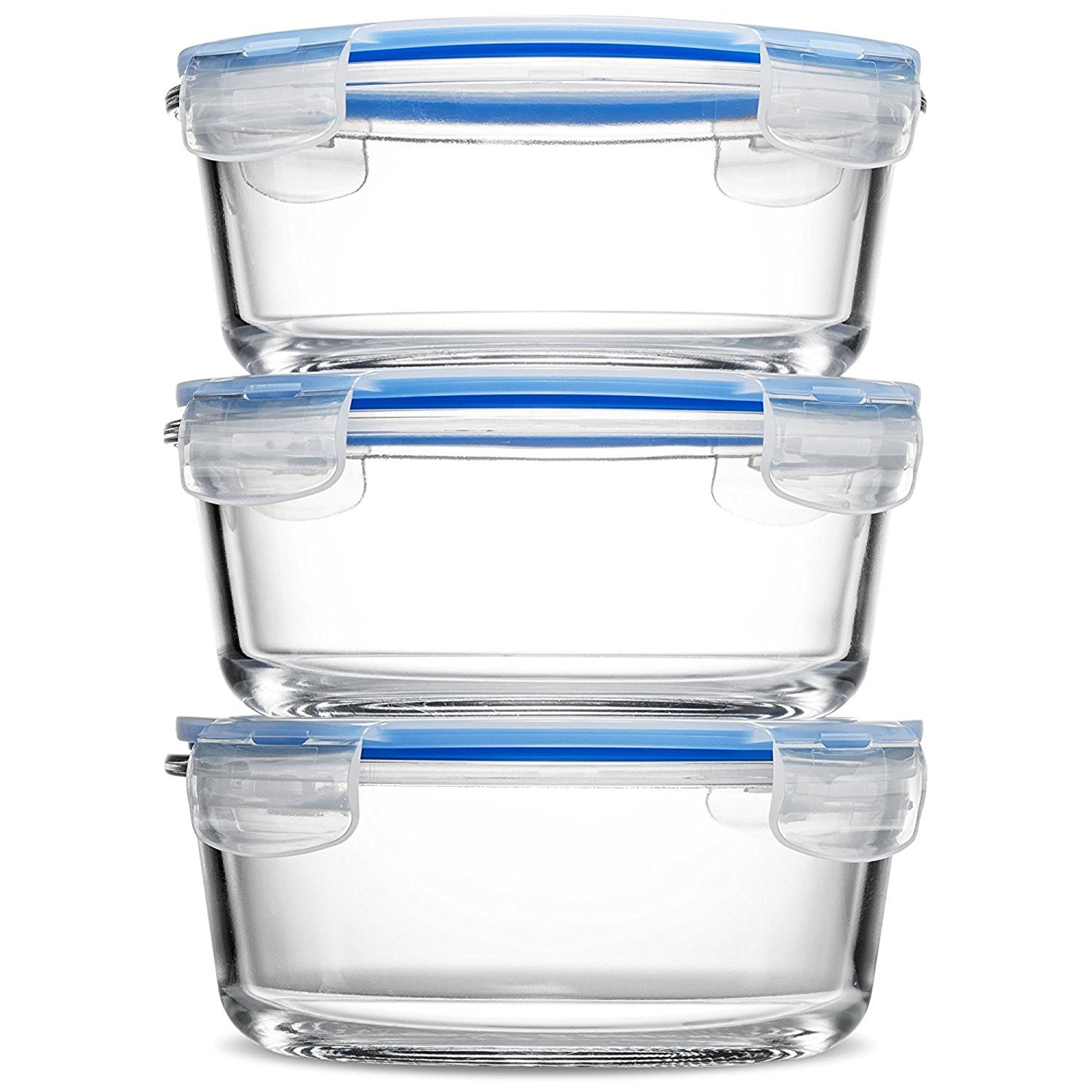 Glass Meal Prep Food Storage Containers (3Pack 30 Oz.) Portion Control Lunch Containers, with