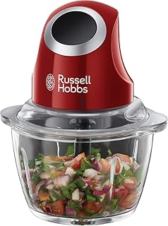 Russell Hobbs Mini Zerkleinerer Desire, Ein-Hand-Bedientaste, 500ml Glasbehälter inkl. Deckel, Gemüsezerkleinerer, elektrischer Mixer, Multi-&amp; Universalzerkleinerer f. Gemüse, Obst &amp; Fleisch 24660-56