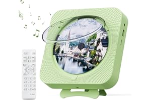 MICOCIOUS Portable CD Player with Bluetooth Desktop CD Player for Home CD Music Players with Remote Control,Timer,Built-in Dual Speakers with LED Display Home Audio Boombox FM Radio (Green)