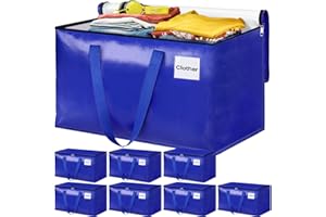 EpicTotes Moving Bags, Storage Bags with Sturdy Handles and Heavy Duty Zippers, Storage Totes for Space Saving, Moving & Storage, Collapsible Moving Supplies(100L, 8-Pack, Blue)