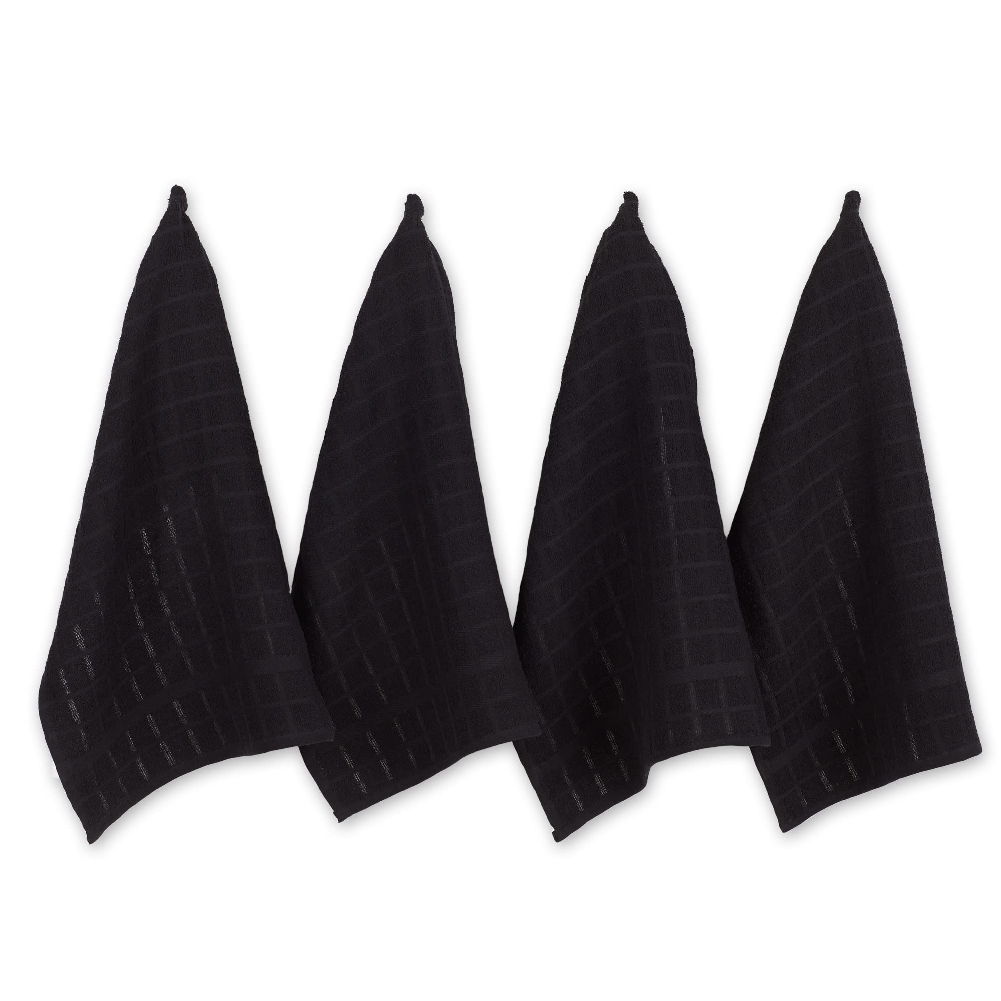 DII Windowpane Dishtowel Set, Cotton, Black Solid, 16x26 — image 1