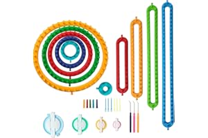 FROLA Knitting Loom Craft Kit - 6 Round Knitting and 4 Long Knitting Include Hook Needle, Pompom Maker for Crochet, Hat, Scarf