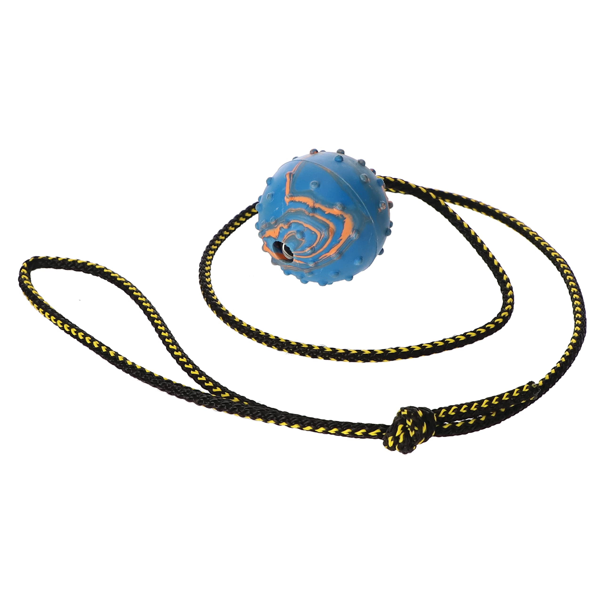 Dingo Fetch Ball Made of Hard Rubber with Knobs and String, Small, for Aport Game Dog Training 17321