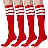 FITRELL Women's Knee High Socks Outdoor Sport Athletic Socks Casual Stripe Tube Socks 1-4 Pack