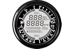 ELING Multi-Functional GPS Speedometer Tachometer Hour Water Temp Fuel Level Oil Pressure Voltmeter 12V 10Bar 85mm with Backl
