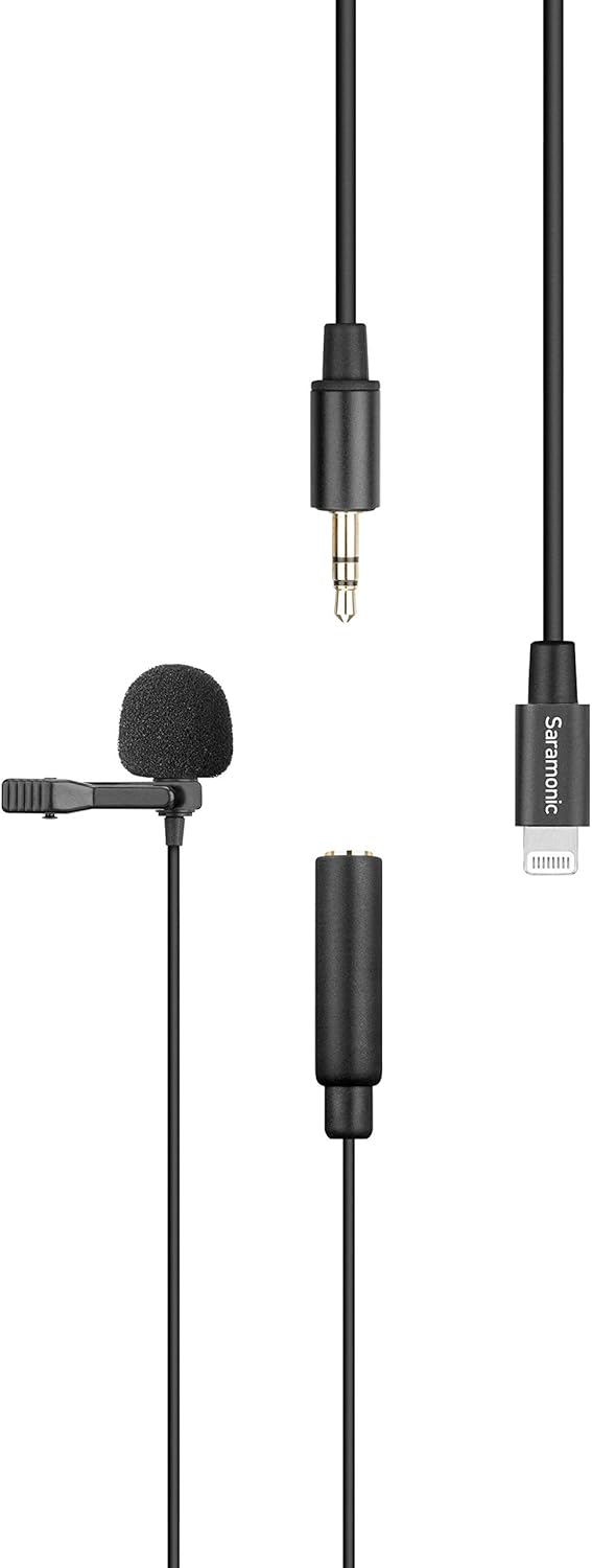Saramonic Lavalier Microphone with Lightning for Apple iPhone or iPad with a Built-in 19.7-foot (6m) Cable (LAVMICROU1B)