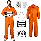 HOMELEX Orange Prison Jumpsuit Costume Mens Halloween Inmate Outfit Adult Jail Uniform