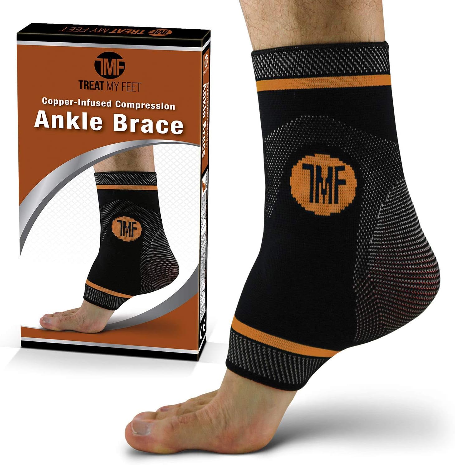 Best Copper Infused Compression Ankle Brace, Silicone Ankle Support w/ Anti-Microbial Copper. Plantar Fasciitis, Foot, & Achilles Tendon Pain Relief. Prevent and Support Ankle Injuries & Soreness - XL