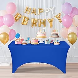 2 Pack 4 Feet Royal Blue Spandex Tablecloth for