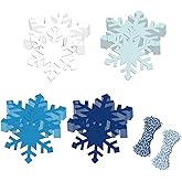 Whaline 120Pcs Christmas Winter Paper Gift Tags with Hemp Rope White Blue Snowflake Hanging Tag with Pre-Punched Holes Xmas Favor Wish Labels, 4 Colors