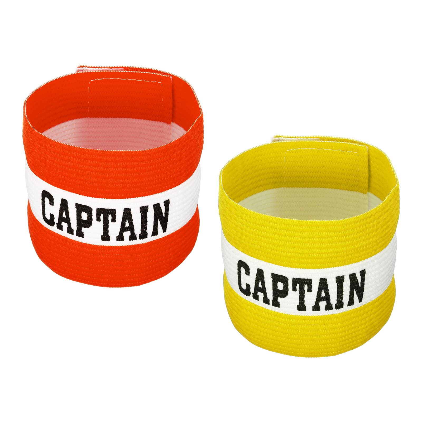 PATIKIL Captain's Armband, 2 Pack Elastic Arm Band for Soccer Team Training, Orange Yellow