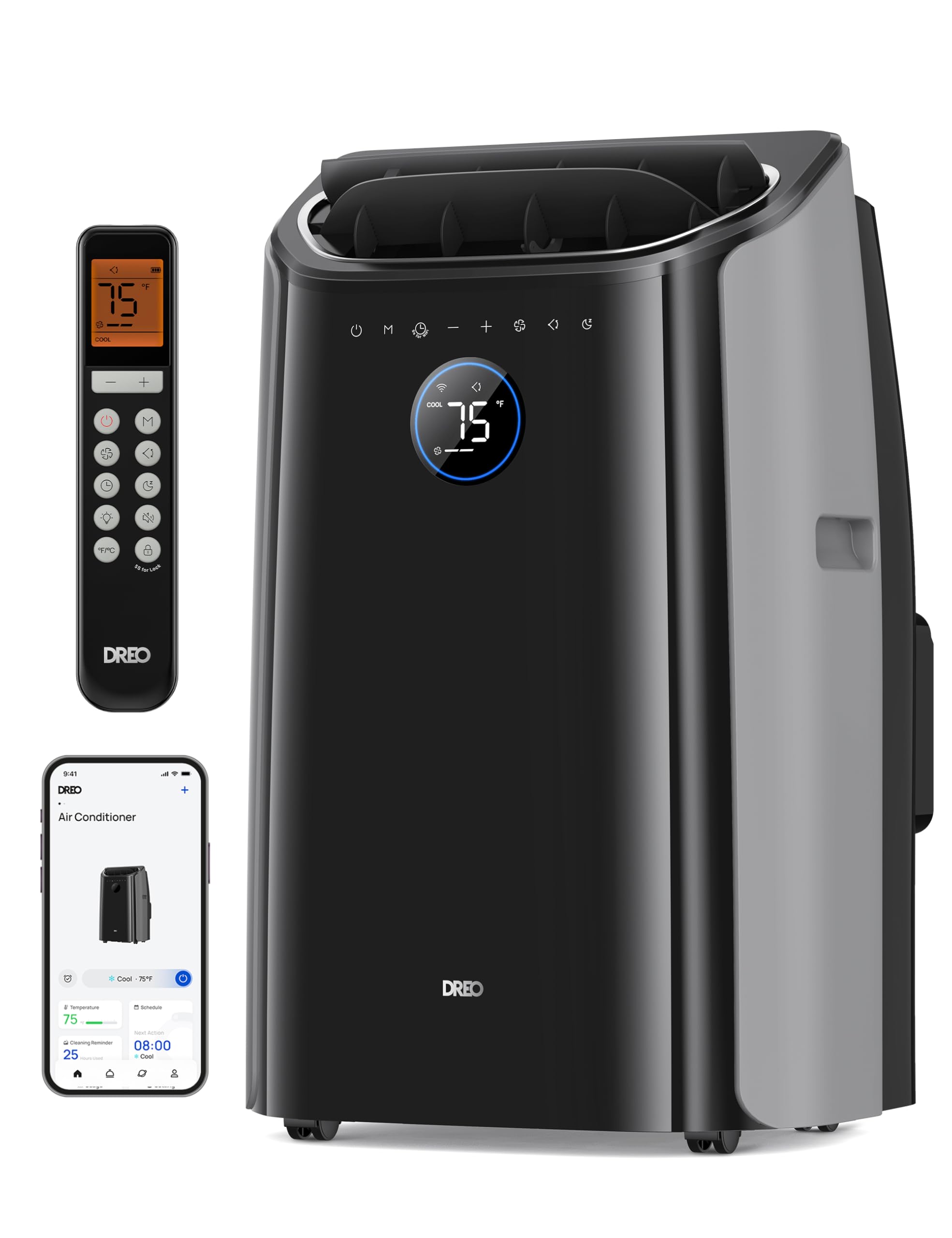 Photo 1 of Dreo Portable Air Conditioners, 12000 BTU ASHRAE (8000 BTU DOE) Smart AC Unit for Room with Drainage-free Cooling, APP/Voice/Remote, Fan & Dehumidifier, Quiet Standing AC for Bedroom, AC515S New