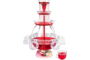 3-Tier Cocktail Machine with LED Base and 5 Cups, Electric Champagne Fountain Drink Dispenser for Wedding, Party, Celebration