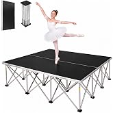 Portable 4'x4' Stage Platform, 16" High, 1540 lbs Cap | Foldable Mobile Stage Risers for Bands, Weddings, Concerts &amp; Schools &ndash; Easy Set Up, Lightweight, Durable Performance Deck