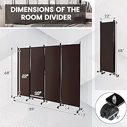 Giantex 4 Panel Room Divider, Folding Privacy