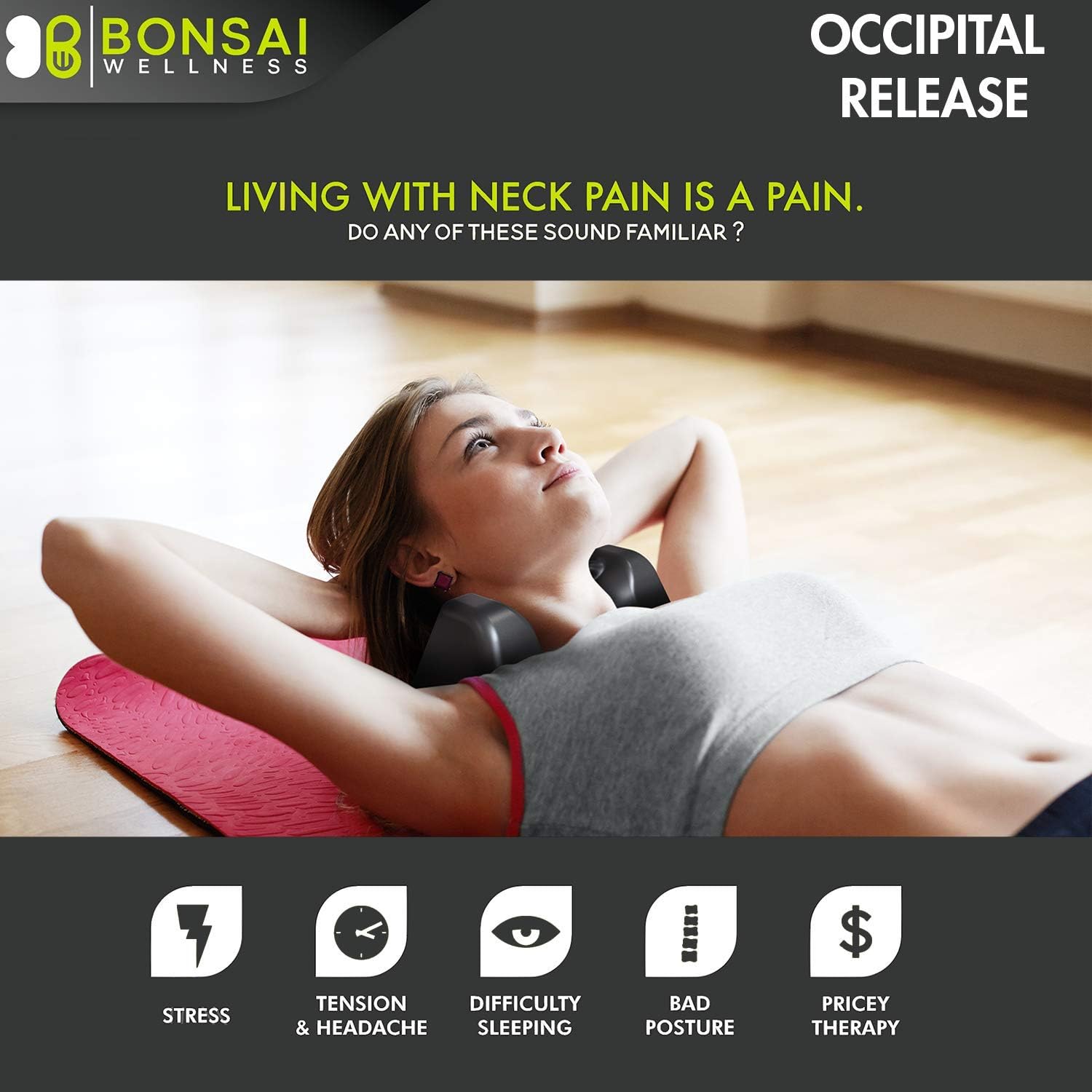 Occipital Release Tool - Cervical Traction for Neck and Shoulder Pain Chiropractic Alignment Pivot Device for Trigger Point Therapy Headaches Migraine and Stress (Black): Health & Personal Care