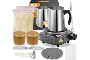 BBAXI Candle Making Kit with Electronic Hot Plate,Candle Wax Melter for Melting Wax,Including Melting Pot, Wax Melter hot Plate,1lb Soy Wax,Stain Spoon,Cotton Wicks,Center Devices,Wick Stickers