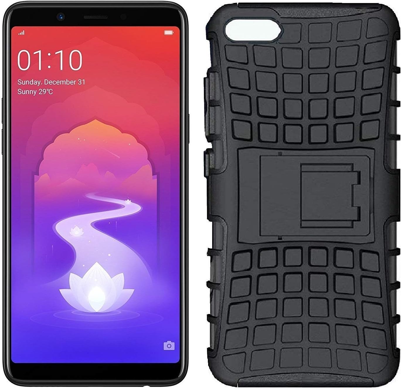 RJMSAS Oppo A3S Defender Stylish Hard Back Armor Shock Proof Case Cover with Back Stand Feature
