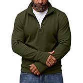 CloudFruit Mens Quarter Zip Sweatshirt Cotton Pullover | Cotton Stretch Sweatshirt for Men, Long Sleeve Athletic Top, Mock Neck Tee, Thumbhole Cuffs, Big &amp; Tall Fit, Fall Casual Wear