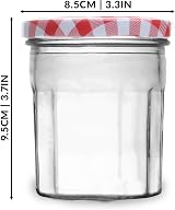 Maison & White Glass Jam Jars Set of 12 Wide Mouth 324ml Red Lids view 7
