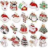 vokoko 40Pcs Winter Charms, Snowman Snowflake Gold Christmas Enamel Charms Pendants for Jewelry Making, Reindeer Penguin Santa Clause Xmas Charm Pendant for Bracelt Gift Making Crafts