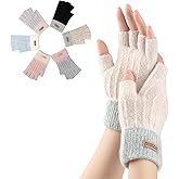 Bodvera Fingerless Gloves for Women Winter Half Finger Gloves Knitted Fingerless Mittens for Typing Driving