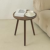 AWASEN Round Side Table, Small End Table for Living Room, Modern Wood Accent Coffee Side Table with Wood Legs for Small Space, Easy Assembly, Rustic Brown