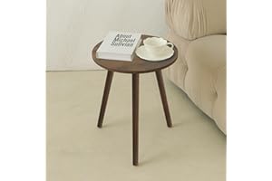 AWASEN Round Side Table, Small End Table for Living Room, Modern Wood Accent Table Coffee Side Table with Wood Legs for Small Space, Easy Assembly, Rustic Brown