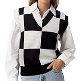 CosplayStudio Women's Sweater Vest,Y2K Sleeveless Pattern Preppy Style Knitted Crop Tank Top for Girl