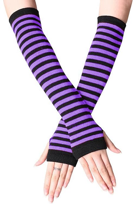 Striped Arm Warmers 12 Pairs Women's Fingerless Arm Warmers