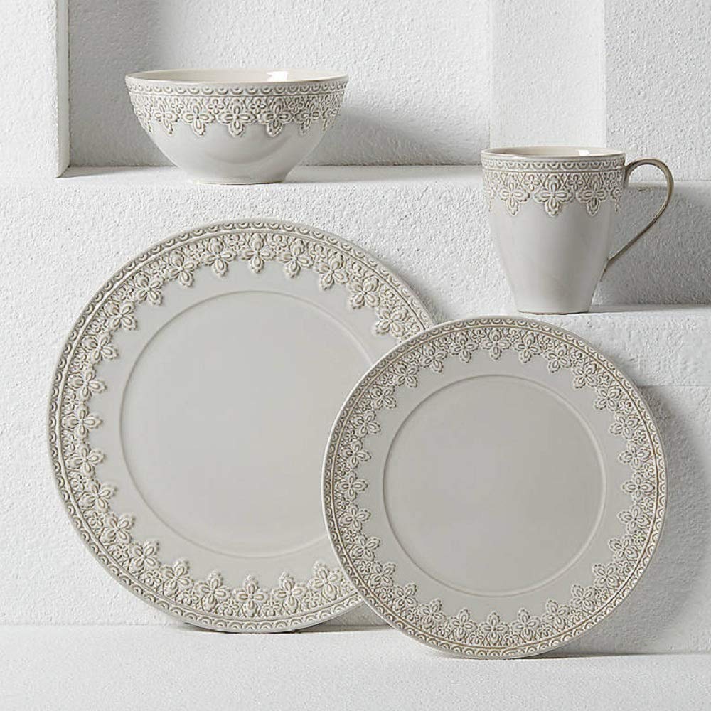 Lenox 883828 Chelse Muse Fleur Grey 4 Piece Place Setting