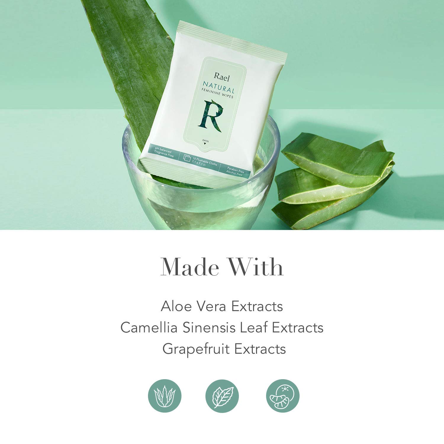 Rael Feminine Wet Wipes with Natural Ingredients - Flushable, travel size, All Skin Use, Eco-Friendly, Paraben Free, Natural Pulp, pH-Balanced, Daily use, Gentle&Safe for Women intimate (3Pack): Beauty