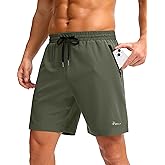 Pudolla Men's Running Gym Shorts with Zipper Pockets 5"/7"/ Lightweight Quick Dry Running Workout Athletic Short