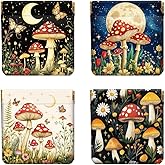 Peacoblue 4Pcs Small Leather Squeeze Coin Purse for Women-Night Sky And Mushrooms Pattern Waterproof & Durable Snap Closure Change Pouch Mini Money Wallet Bag for Adult Teen Girls Best Gift