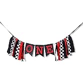 Racing High Chair Banner - Racing First/1st Birthday Party Decorations,Race Car First/1st High Chair Banner,Checkered Flag Racing Birthday Decorations