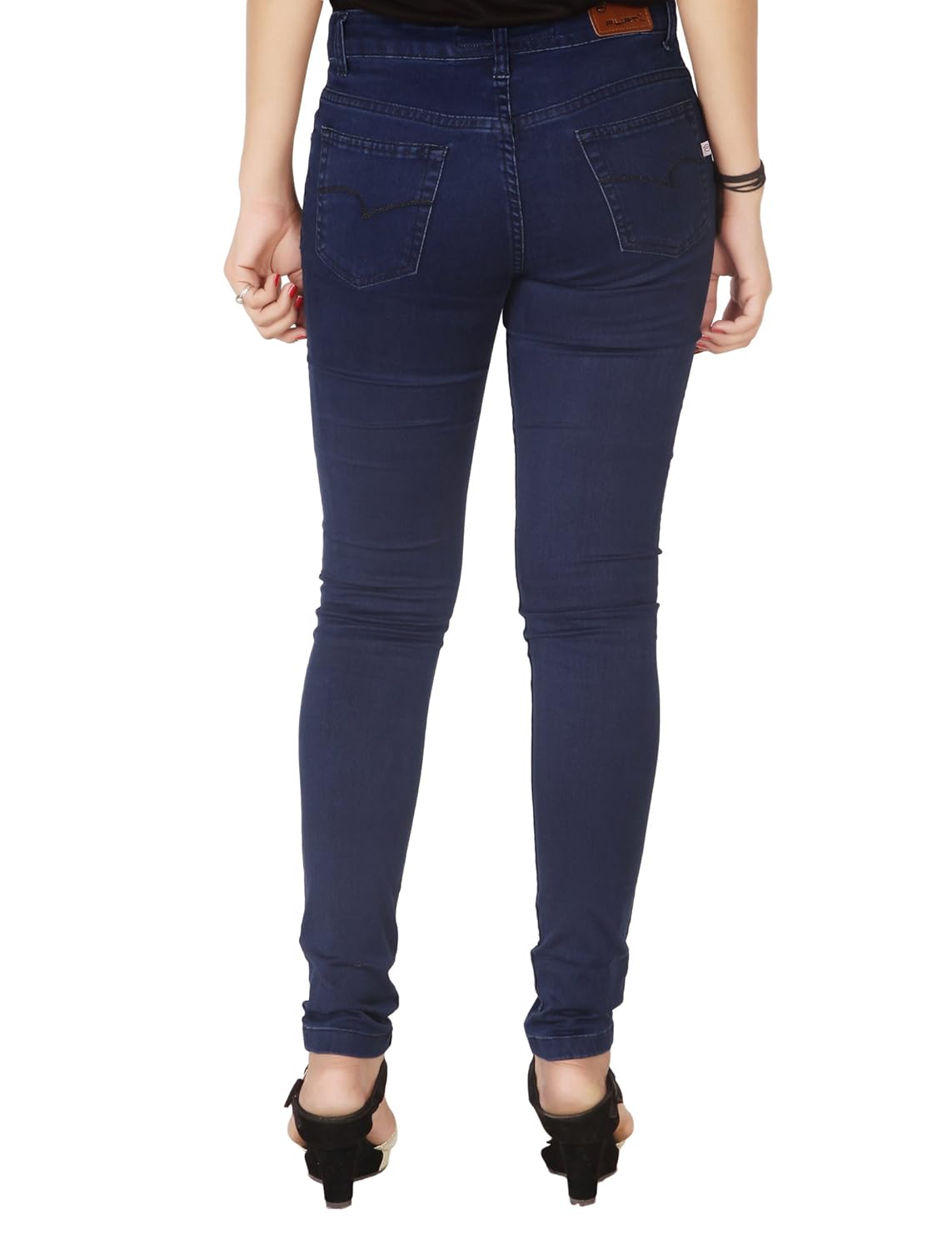 flirt nx women's denim stretchable dark blue slim fit jeans