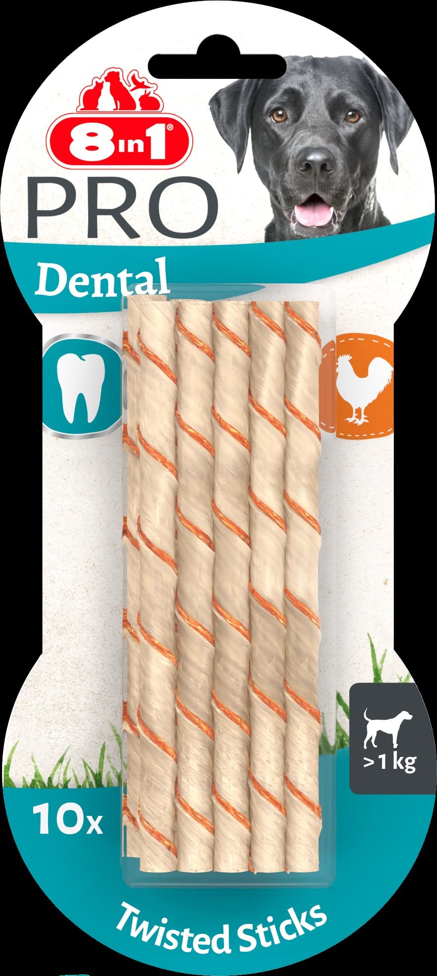 8in1 Pro Dental Twisted Sticks - healthy chew sticks for dogs for dental care, 10 pieces (pack of 1)