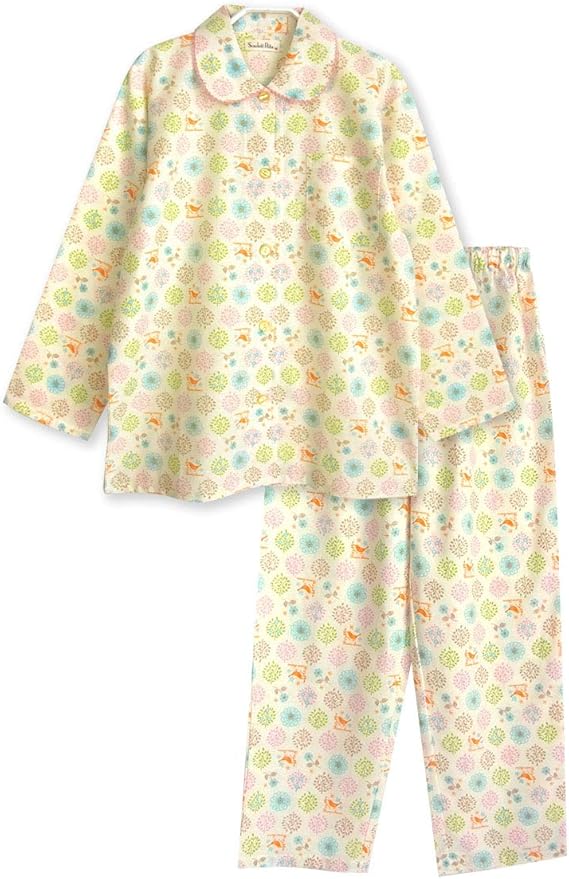 Amazon 綿100 長袖 レディース パジャマ 春 秋 向け 前開き かわいい 森ガール柄 パジャマ ルームウェアセット 通販