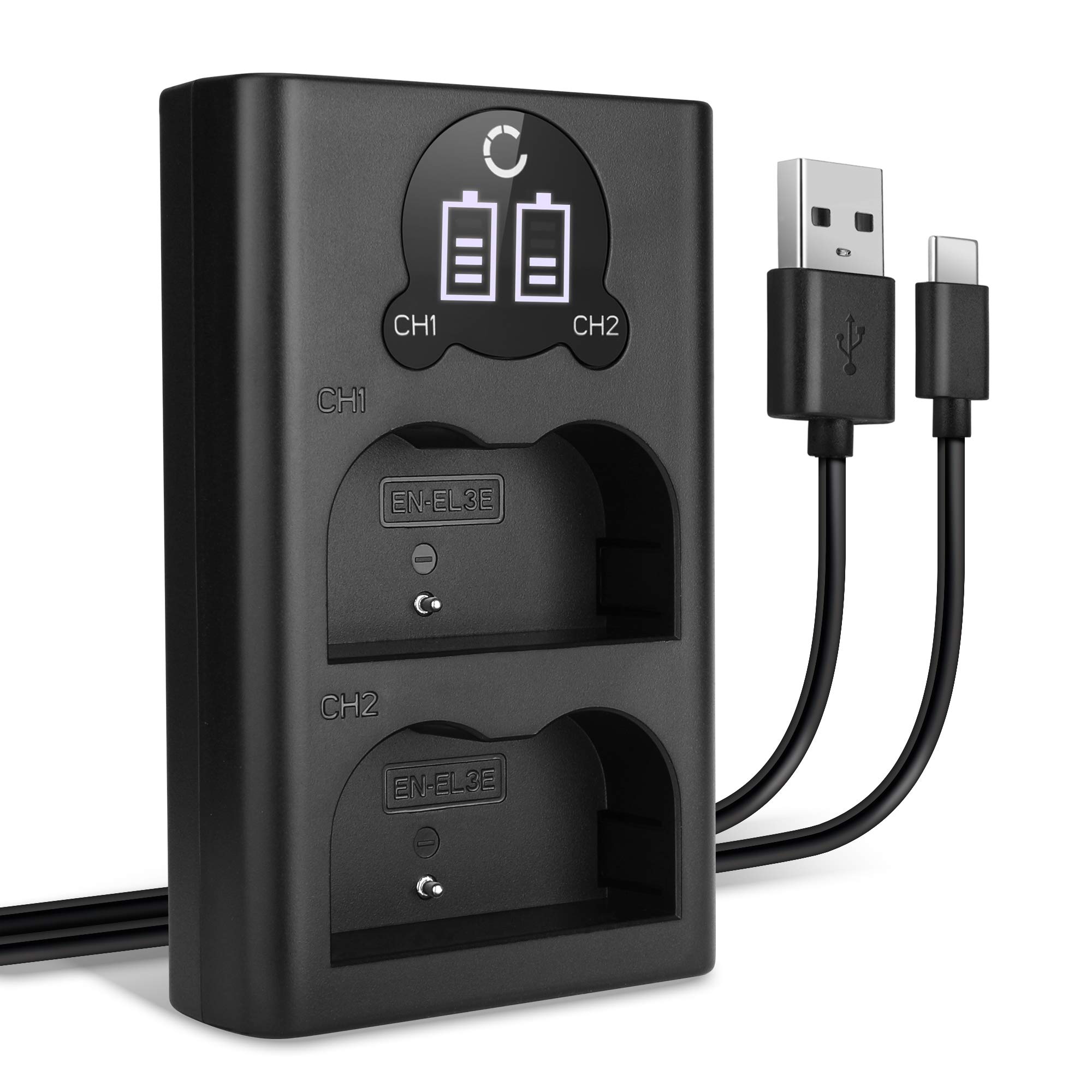 CELLONIC Smart & Fast EN-EL3 EN-EL3e EN-EL3a Dual Charger compatible with MH-18a Charging Cable USB Power Supply