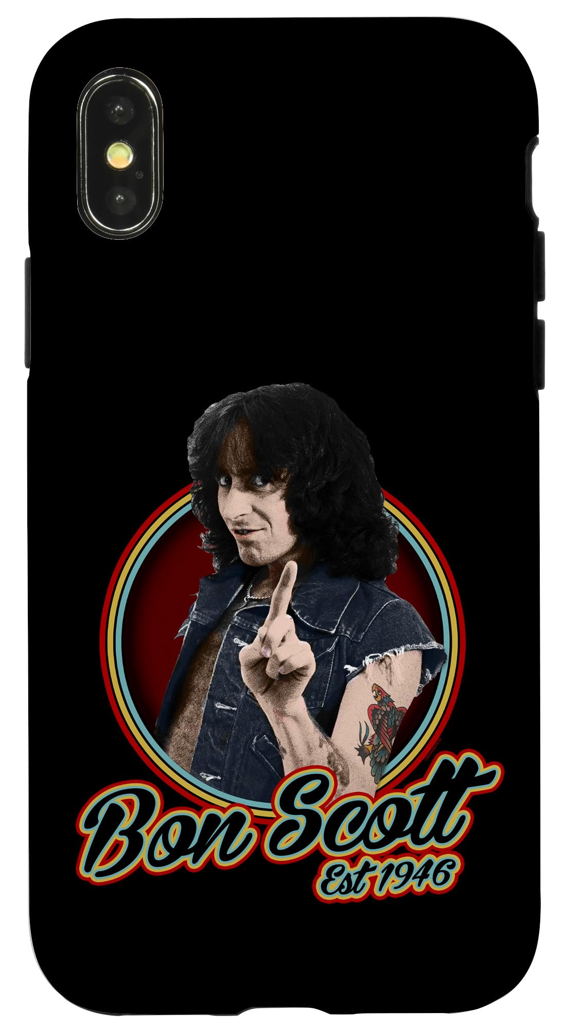Bon Scott Retro Circle Photo Est 1946 Case for iPhone X/XS