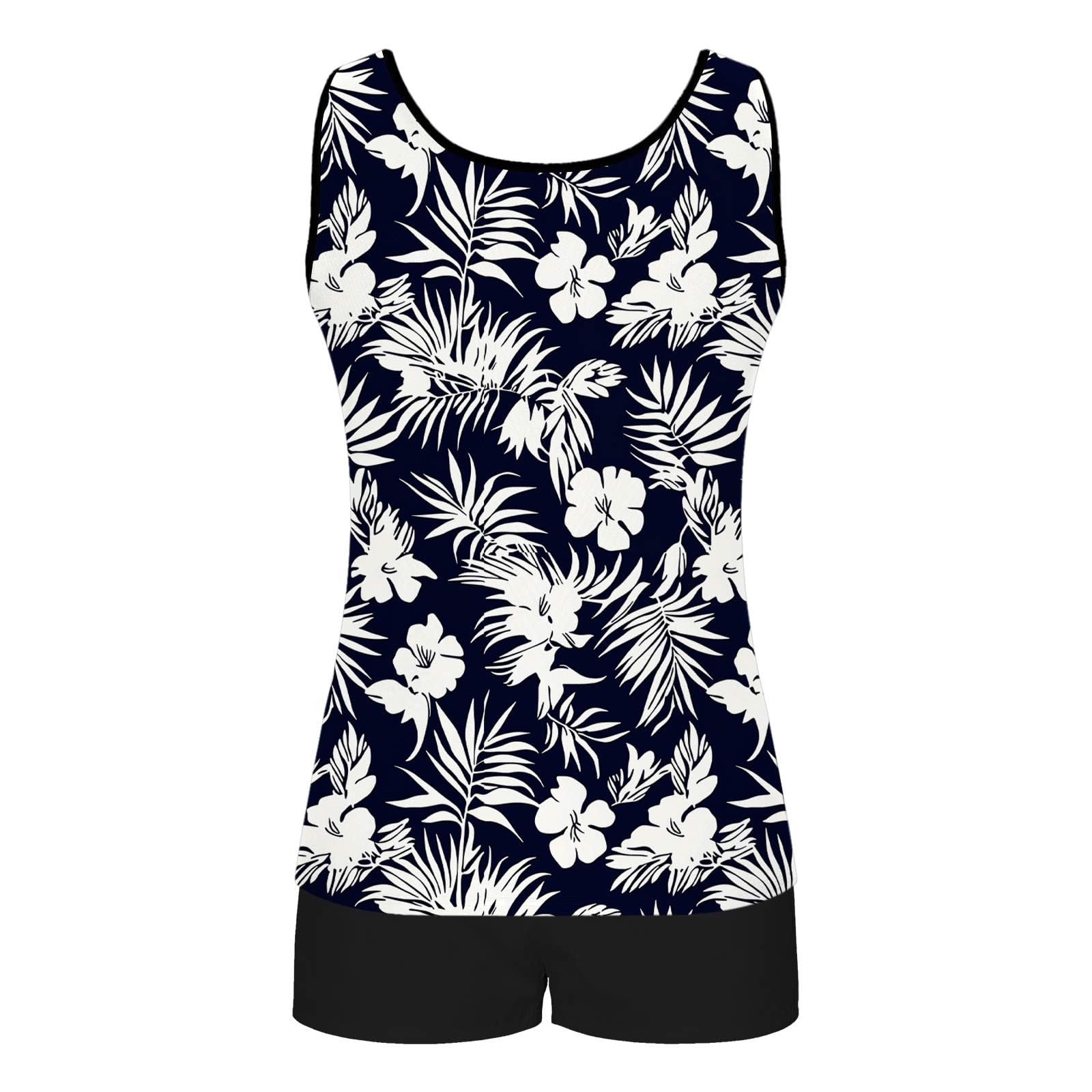Floral Tankini Swimsuits for Women Tummy Control Bathing Suits with Shorts Two Piece Summer Vacation Beach Swimsuits