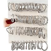 IFKM 24 Pairs Gold Hoop Earrings Set for Women Hypoallergenic Chunky Chain Twisted Open Hoops Dangle Earring Packs for Birthday Party Christmas Fashion Jewelry Gift