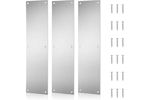 HAIABEI 3Pcs Push Door Plate 15x3.5" Stainless Steel Door Push Plate Door Kick Plate,Brushed Doorplate Door Proection Metal Plate with 12 Screws for Door Interior Exterior Accessories(Silver)