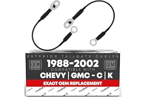 T1A Tailgate Support Cable Straps, Left & Right - Compatible with 1988-2000 Chevrolet GMC C1500, C2500, C3500, C3500HD, K1500, K2500, K3500 - Metal 14-1/4" Long - OEM 15673251, 19244993, 89045648, 38529